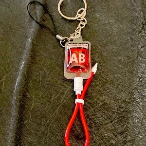 Type AB blood bag keychain